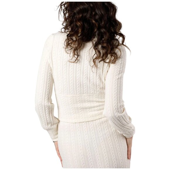 A2. XS - BOG BAND OF THE FREE Raquel Cable Knit Long Sleeve Black Knit Top NEW - Picture 3 of 7